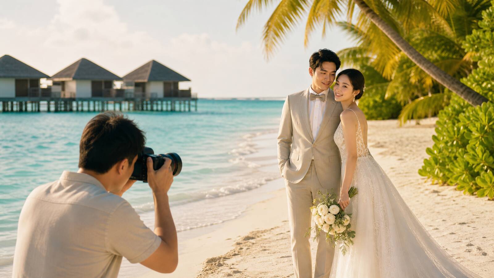 Destination wedding photography on a Maldives beach