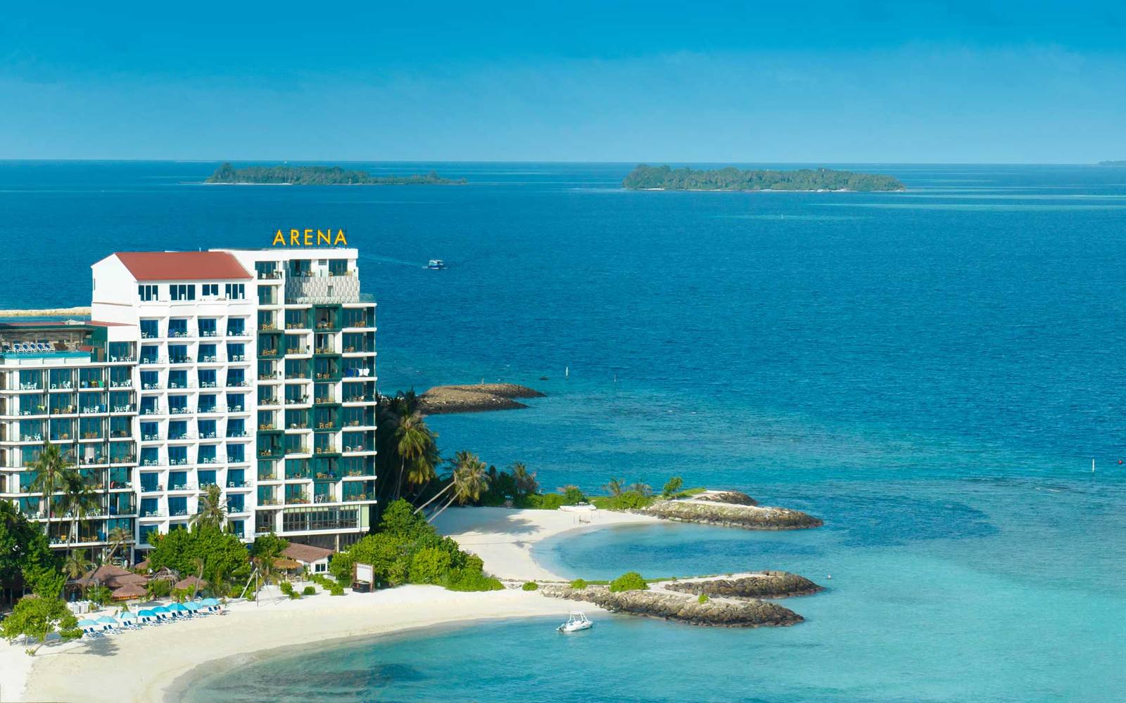 Arena Beach Hotel Maafushi 飯店外觀與 Bikini Beach 空拍